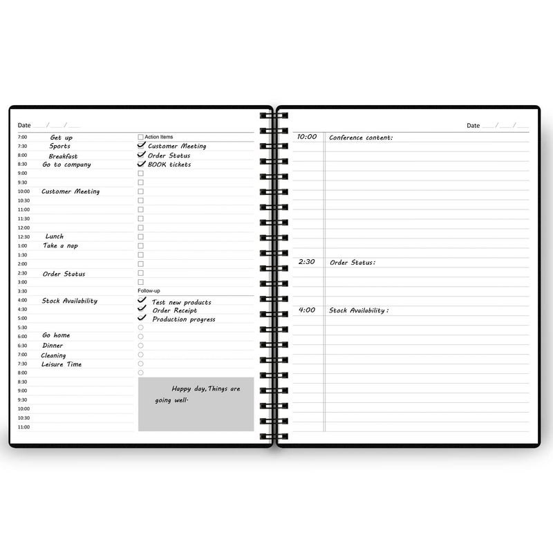 Tiankool Undated Daily Planner - Undated Planner with Hourly Schedules  Action Items and Follow-up  A4 Daily Organizer Notebook to Increase Productivity  Appointment Book for Time Management  8.5 ? 11 Inch - Image 3